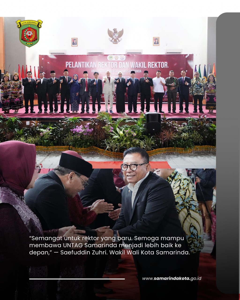 Saefuddin Zuhri Hadiri Pelantikan Rektor Baru UNTAG Samarinda, Harapkan Kampus Makin Berkontribusi bagi Daerah