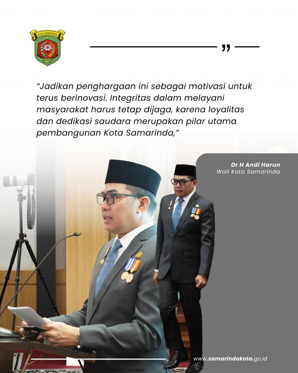 Wali Kota Andi Harun Serahkan Satyalencana Karya Satya bagi ASN Pemkot Samarinda