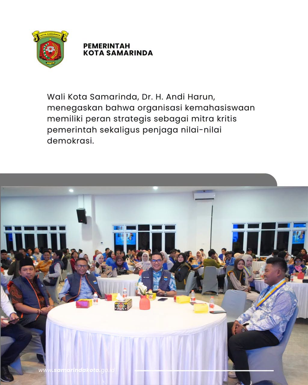 Wali Kota Samarinda Ajak PMII Tetap Kritis dan Jadi Penjaga Demokrasi, Tegaskan Kekuasaan Tidak Boleh Antikritik