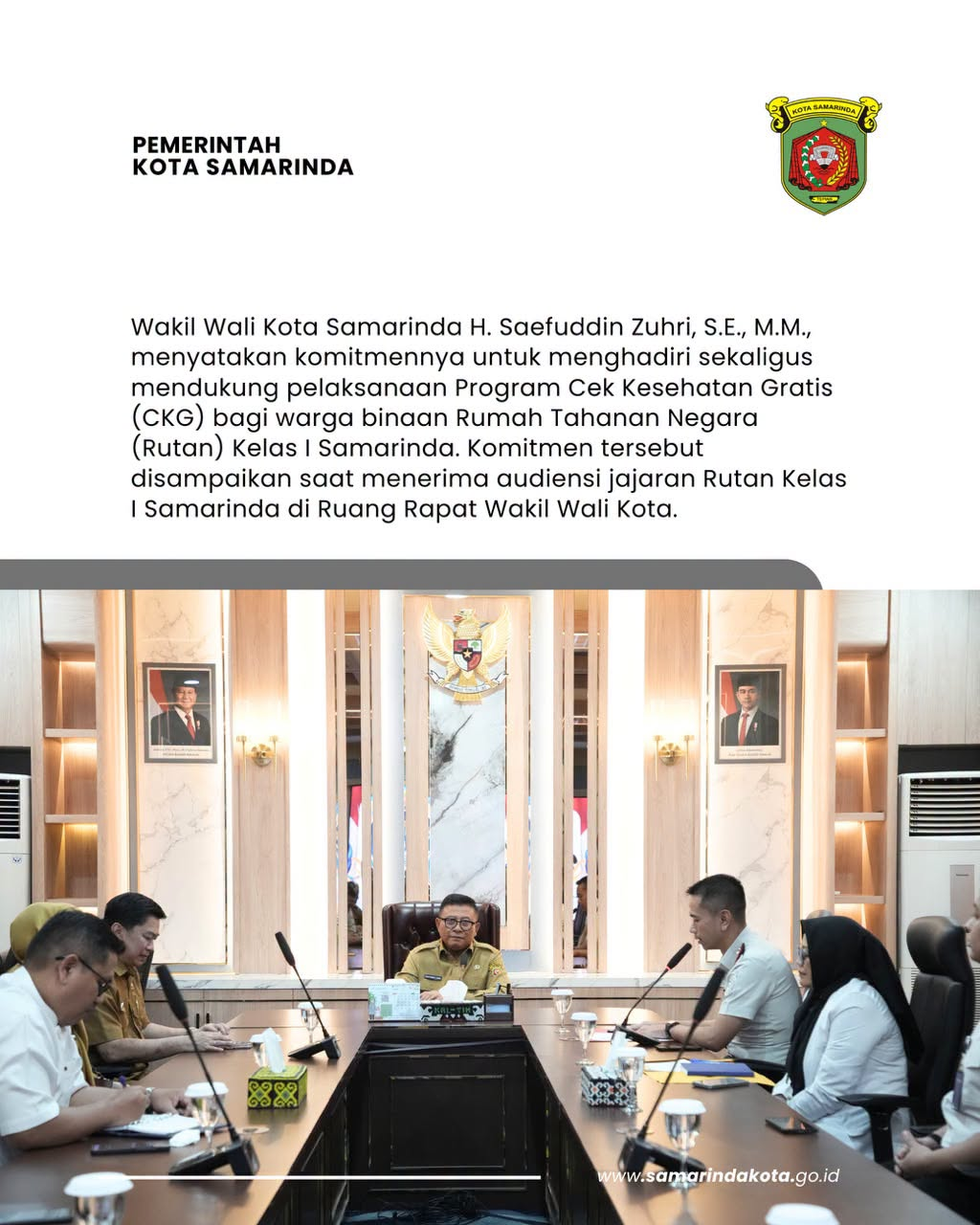 Demi Warga Binaan Tetap Sehat, Wawali Samarinda Siap Hadiri Pelaksanaan Cek Kesehatan Gratis di Rutan