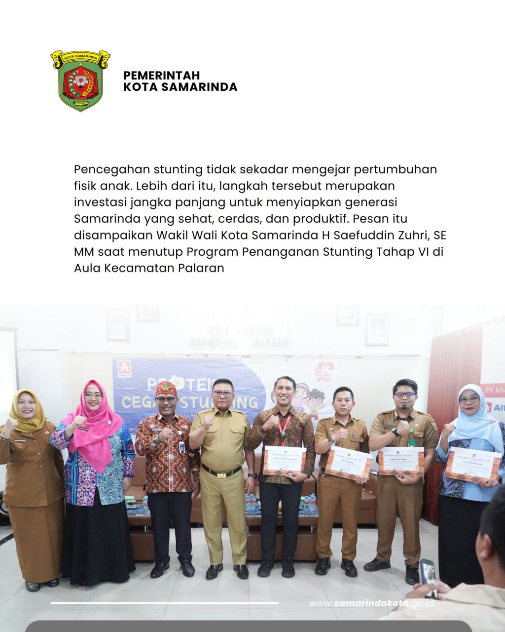 Kolaborasi Jadi Kunci, Wawali Samarinda Tutup Program Penanganan Stunting Tahap VI