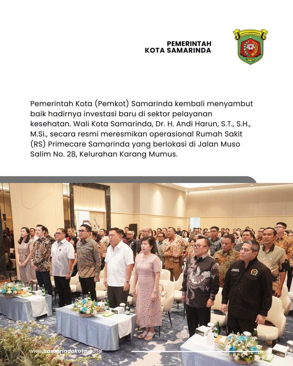 Resmikan RS Primecare, Wali Kota Andi Harun Dorong Penguatan Layanan Preventif dan Pertumbuhan Ekonomi Samarinda