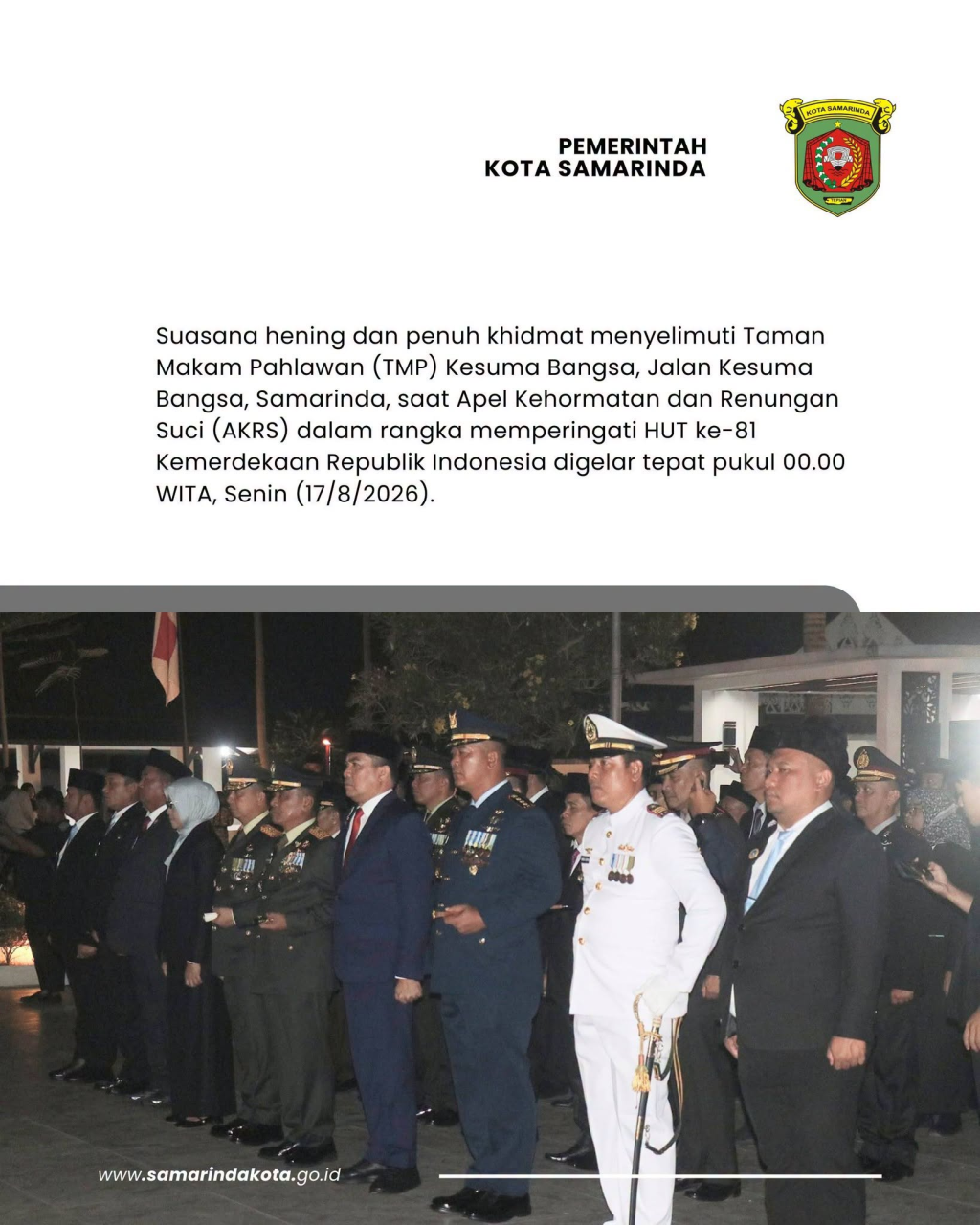Hening di Tengah Malam, Andi Harun Ajak Masyarakat Teruskan Perjuangan Para Pahlawan