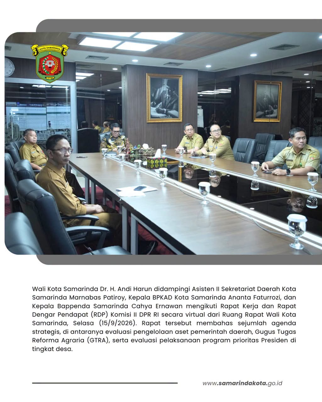 Komisi II DPR RI Evaluasi Pengelolaan Aset Daerah dan Program Prioritas Presiden, Wali Kota Samarinda Ikuti RDP Secara Virtual