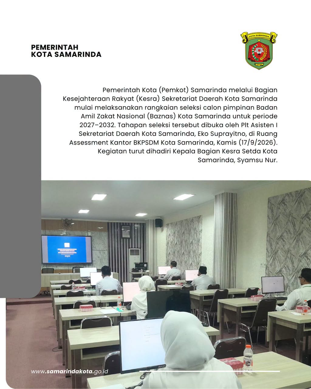 Seleksi Calon Pimpinan Baznas Samarinda Periode 2027–2032 Dimulai, 10 Peserta Ikuti Tes CAT