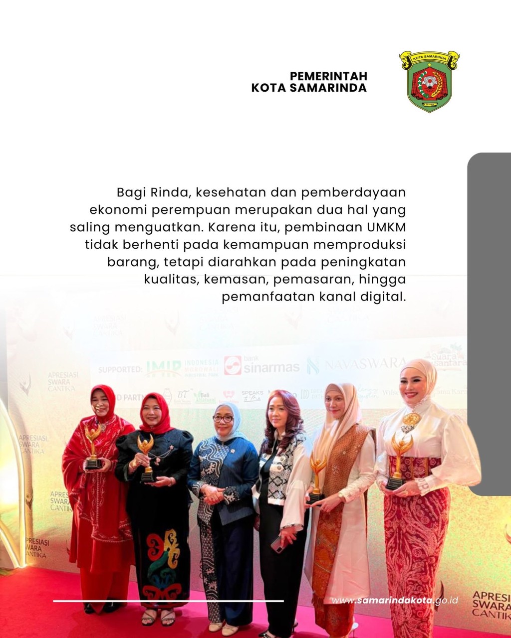 Sukses Gerakkan Perempuan Samarinda, Rinda Wahyuni Raih Apresiasi Swara Cantika 2026