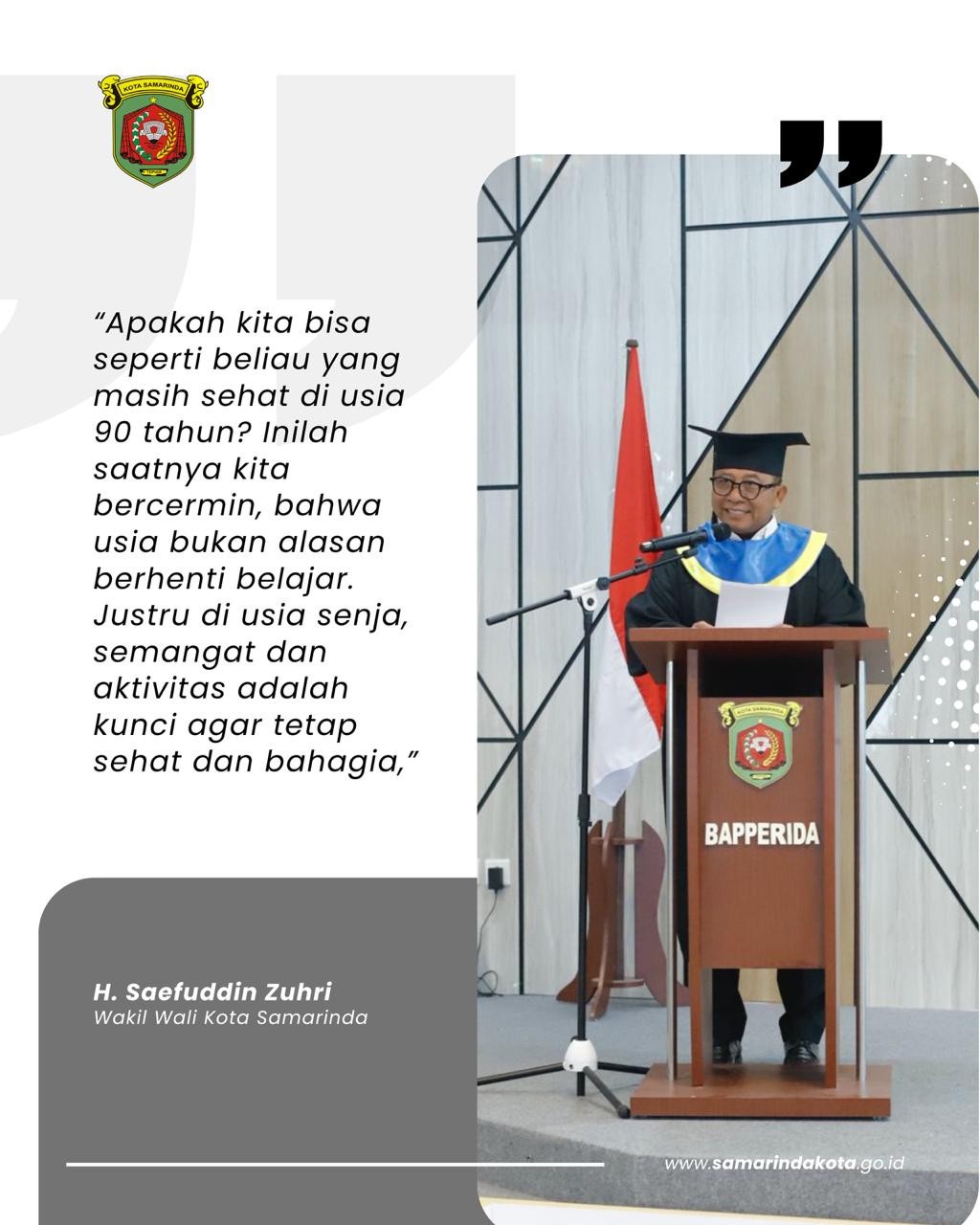 Ada yang 90 Tahun di Wisuda Sekolah Lansia, Wawali Saefuddin Zuhri: Usia Boleh Bertambah, Asal Tetap Aktif dan Produktif