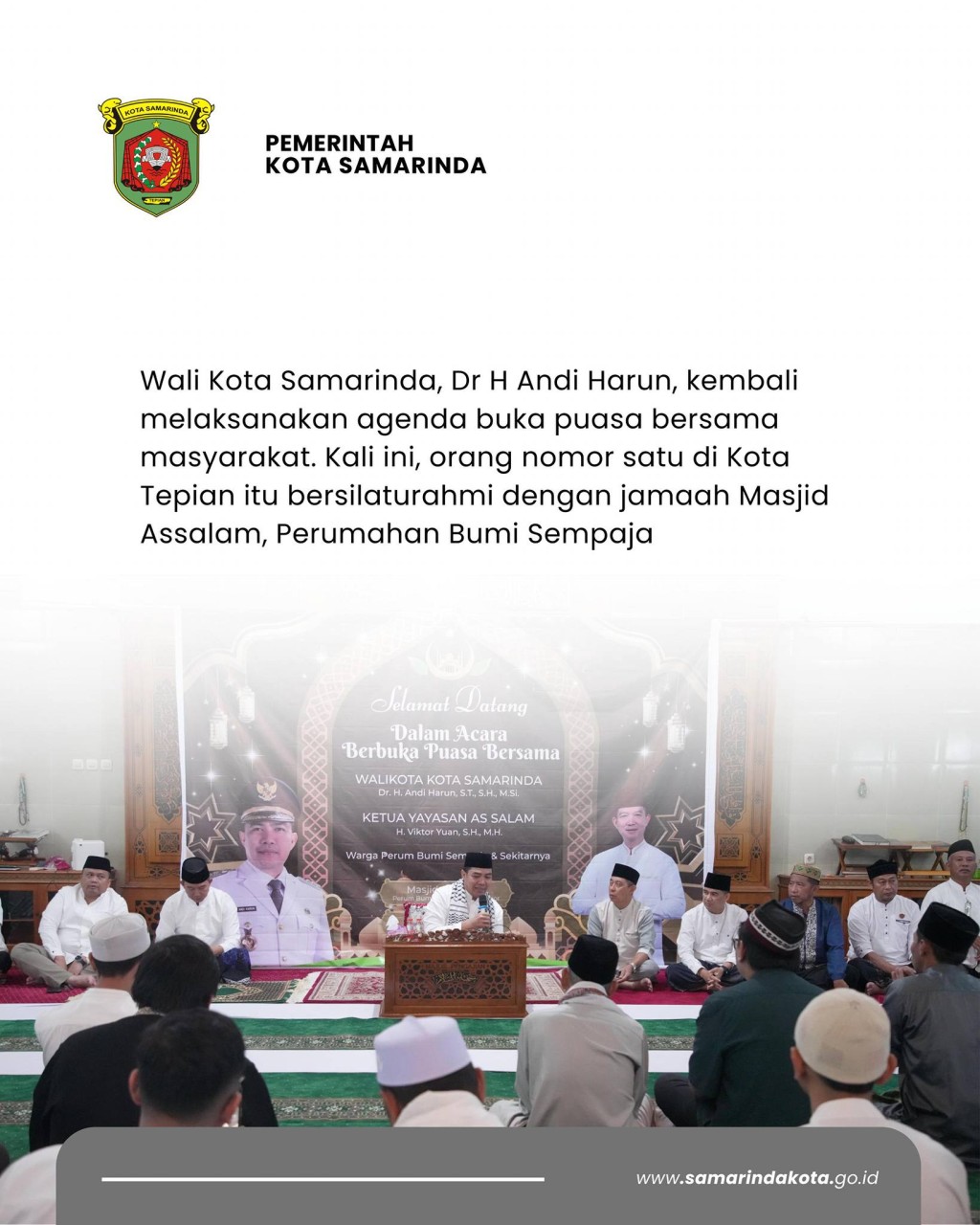 Pertama Kali Kunjungi Masjid Assalam, Wali Kota Andi Harun Singgung Makna Puasa