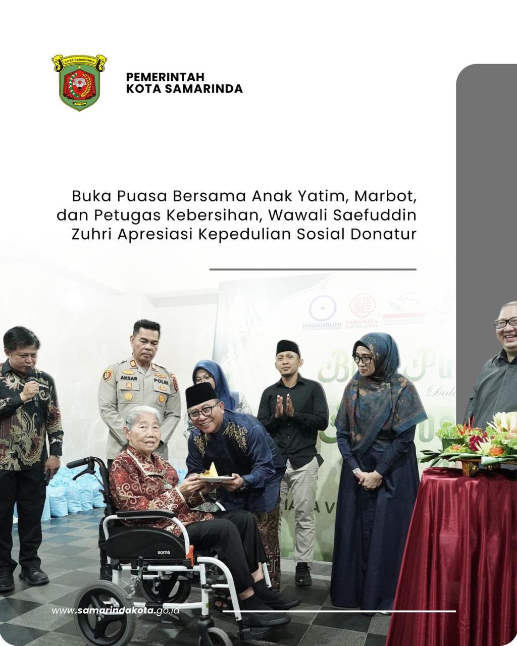 Buka Puasa Bersama Anak Yatim, Marbot, dan Petugas Kebersihan, Wawali Saefuddin Zuhri Apresiasi Kepedulian Sosial Donatur