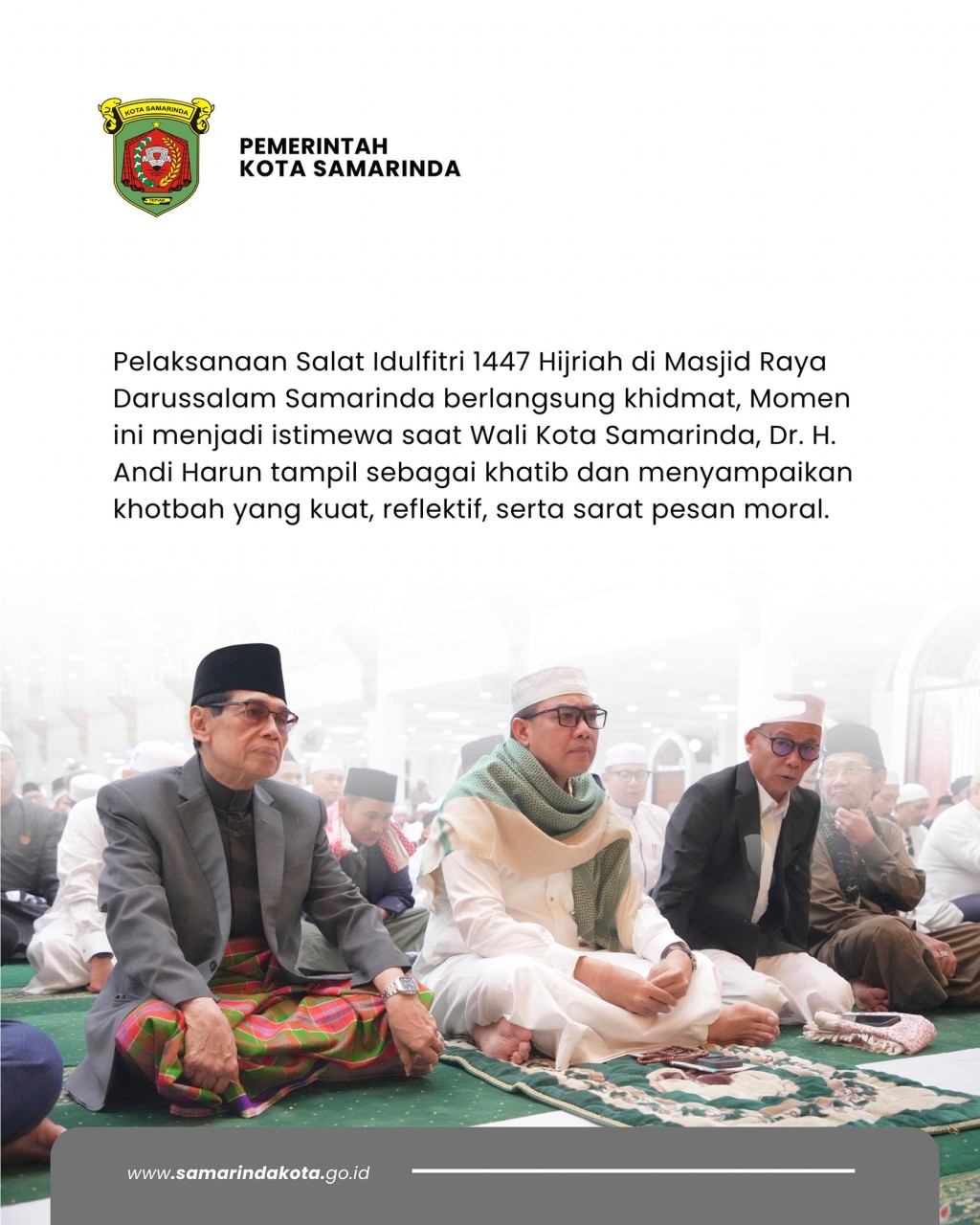 Wali Kota Andi Harun Tegaskan Spirit “Rabbaniyun” dalam Khotbah Idulfitri