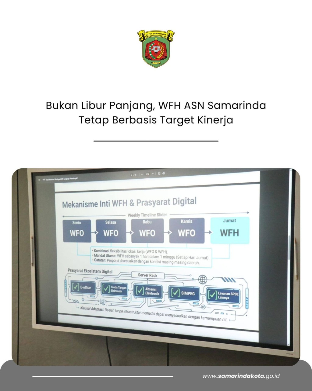 Bukan Libur Panjang, WFH ASN Samarinda Tetap Berbasis Target Kinerja