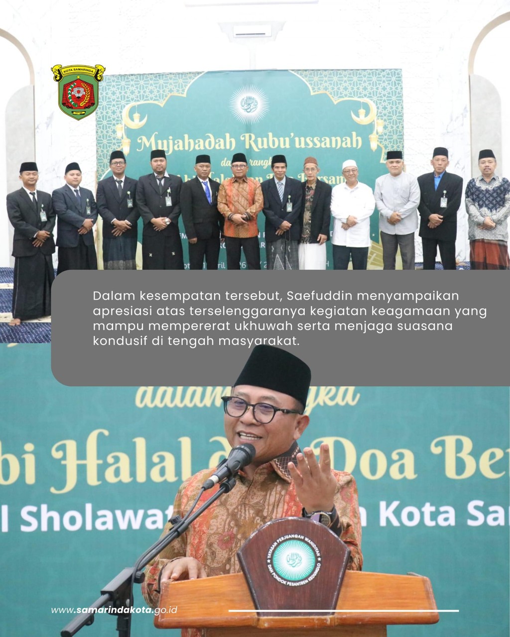 Hadiri Mujahaddah Sholawat Wahidiyah, Wawali: Kegiatan Keagamaan Penguat Persatuan di Samarinda