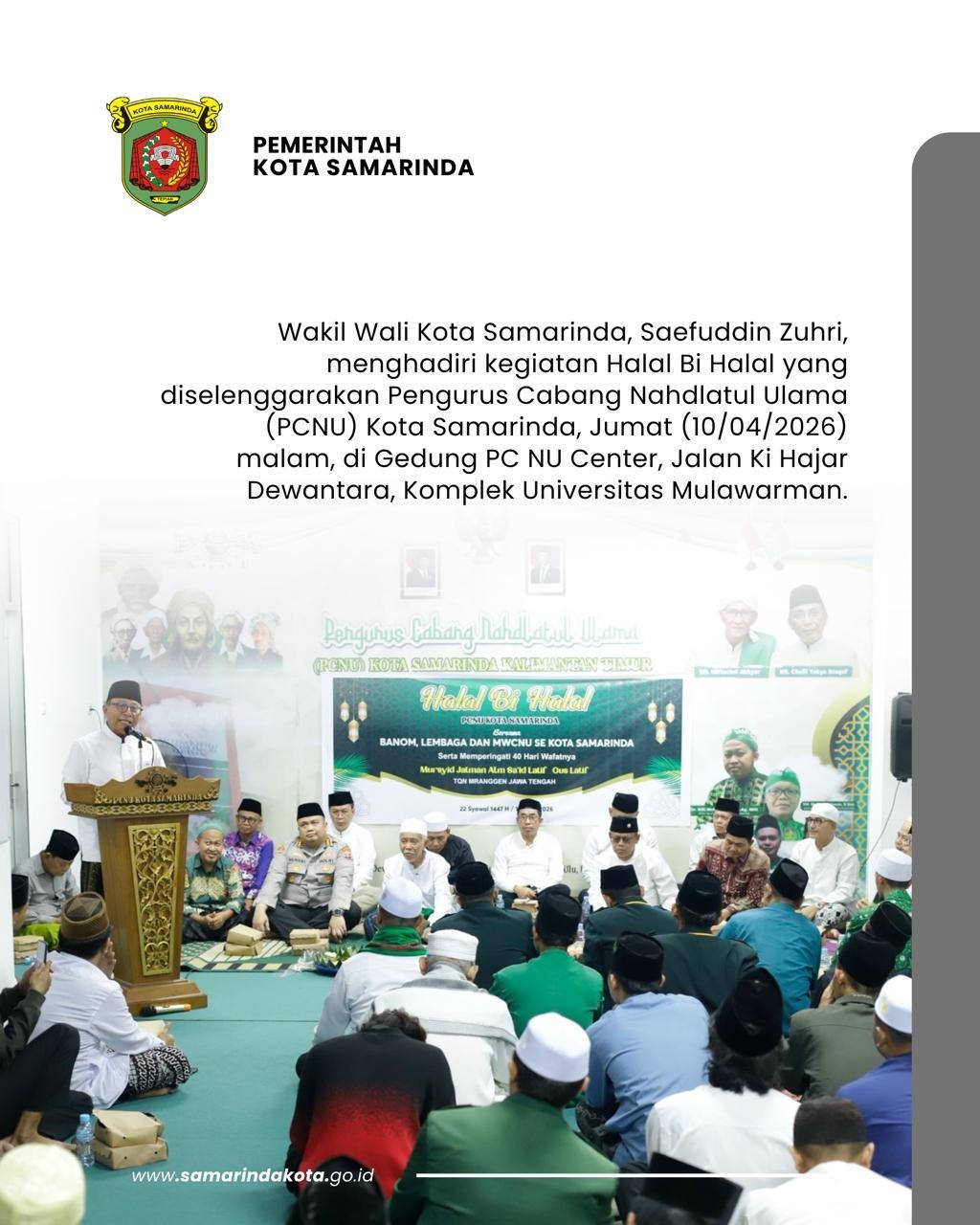 Wawali Kota Saefuddin Zuhri Hadiri Halal Bi Halal PCNU, Tekankan Sinergi Bangun Samarinda