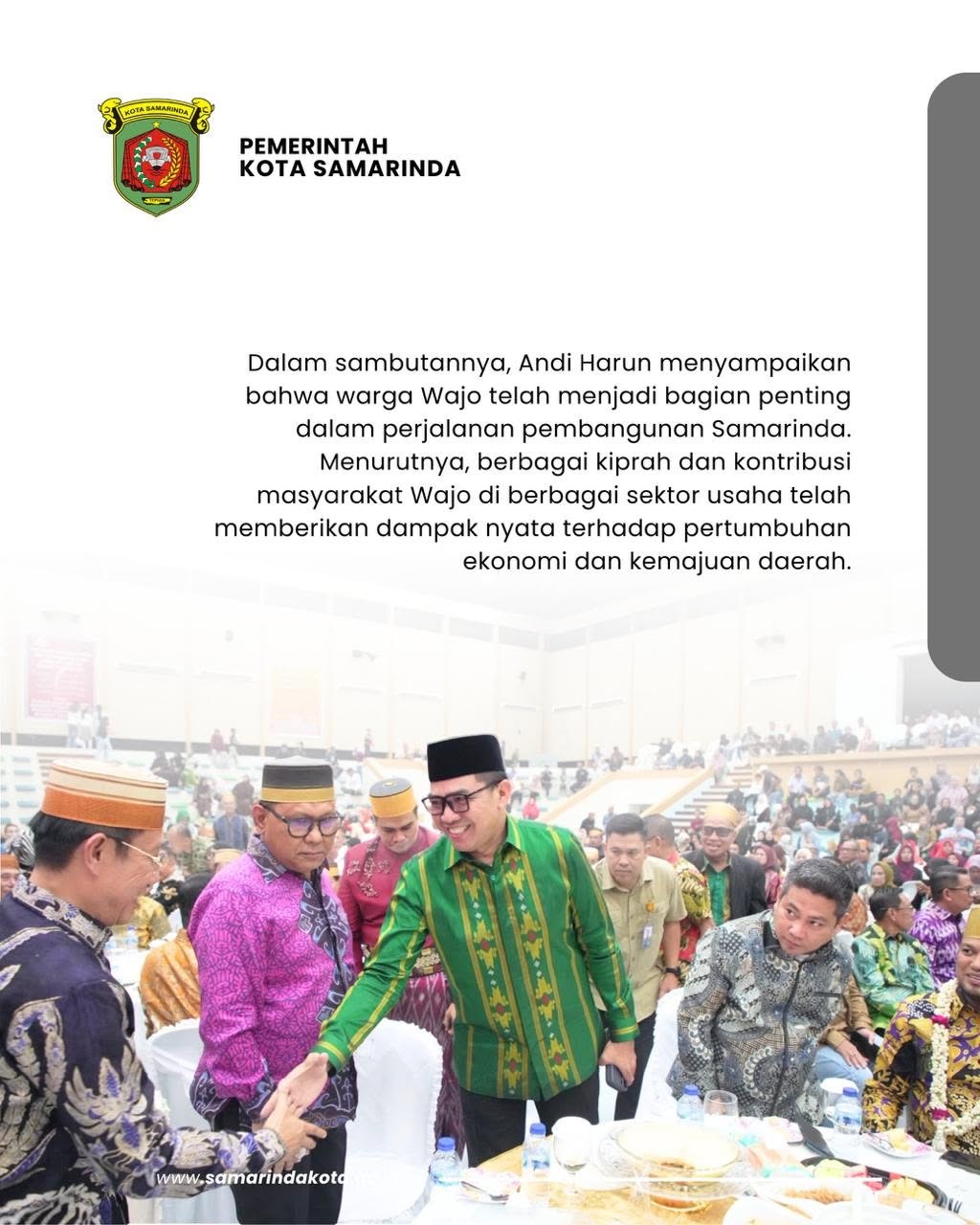 Hadiri Pelantikan KKW, Andi Harun Apresiasi Kontribusi Warga Wajo bagi Pembangunan Samarinda