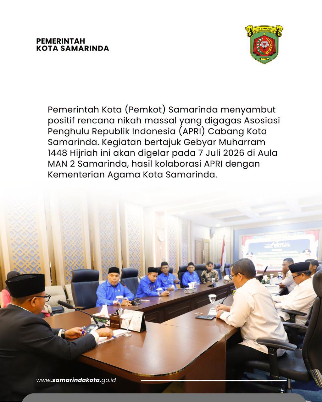 Pemkot Samarinda Sambut Baik Nikah Massal APRI, Sasar Keluarga Tertib Administrasi