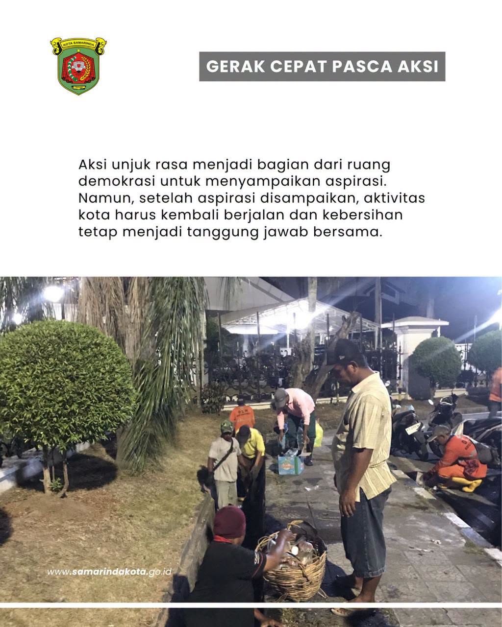 Gerak Cepat Pasca Aksi, Samarinda Kembali Bersih, Andi Harun: Usai Aspirasi Disampaikan, Kota Ini Tetap Harus Kita Jaga Bersama