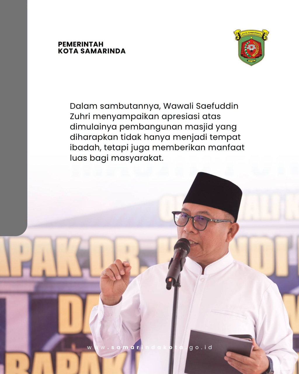 Wawali Saefuddin Zuhri Letakkan Batu Pertama Pembangunan Masjid Puncak Al Fattah