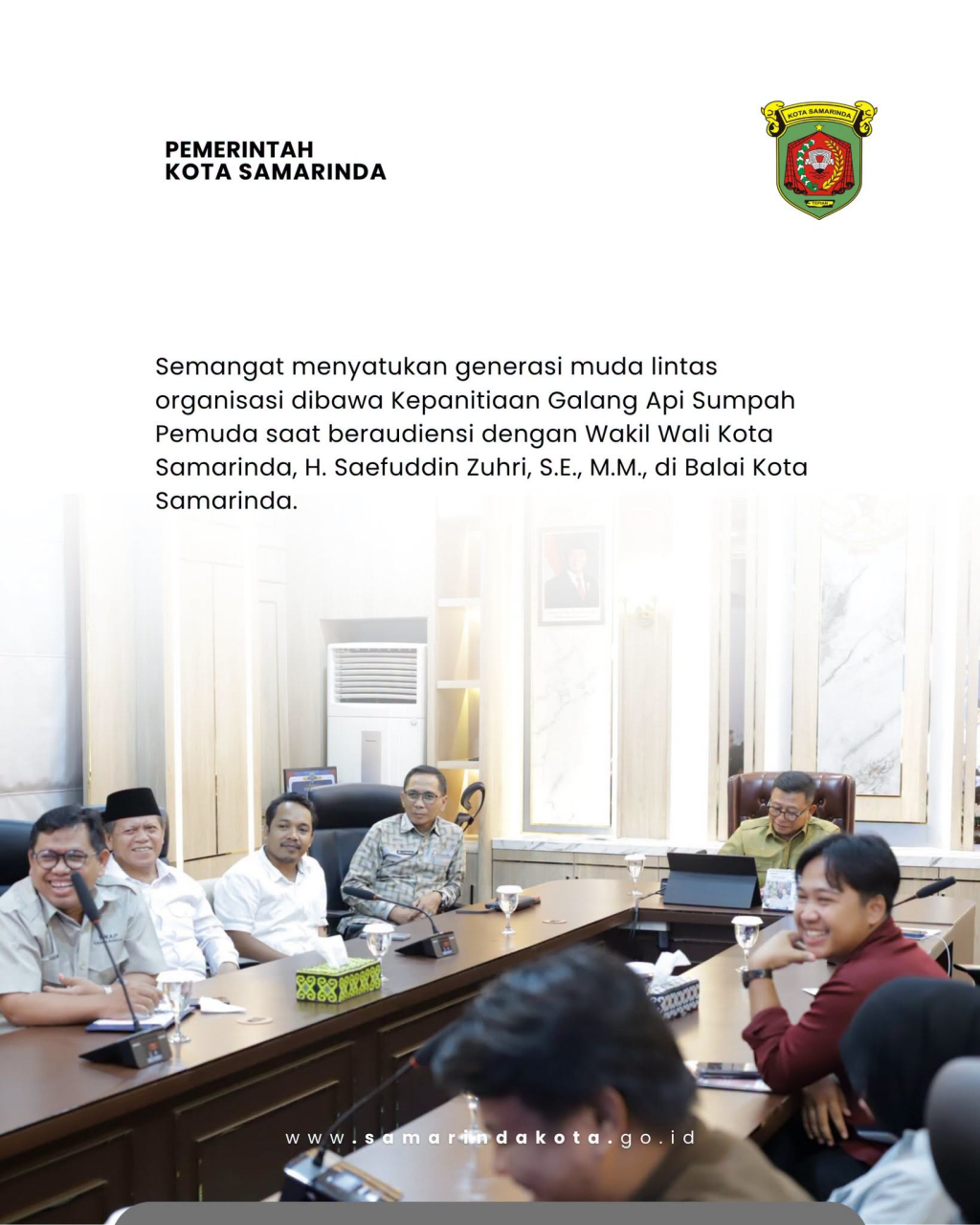 Kepanitiaan Galang Api Sumpah Pemuda Audiensi dengan Wawali Saefuddin Zuhri: Perkuat Kolaborasi Pemuda dan Daerah